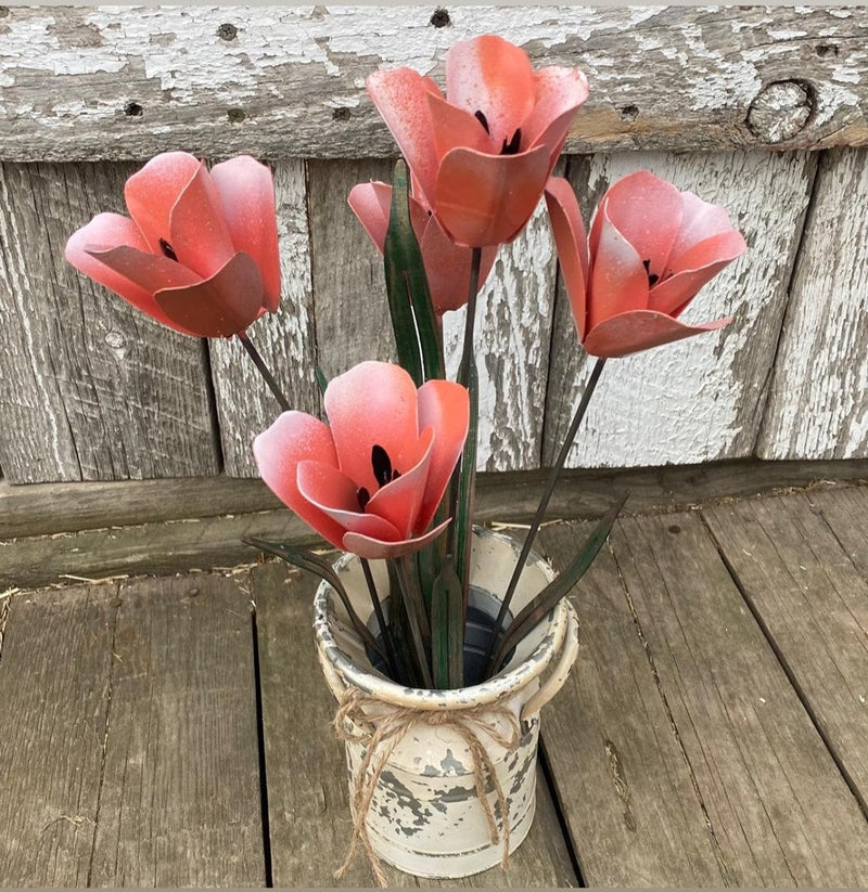 Tulips in a Cream Can