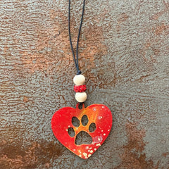 Dog Paw Heart Car Charm