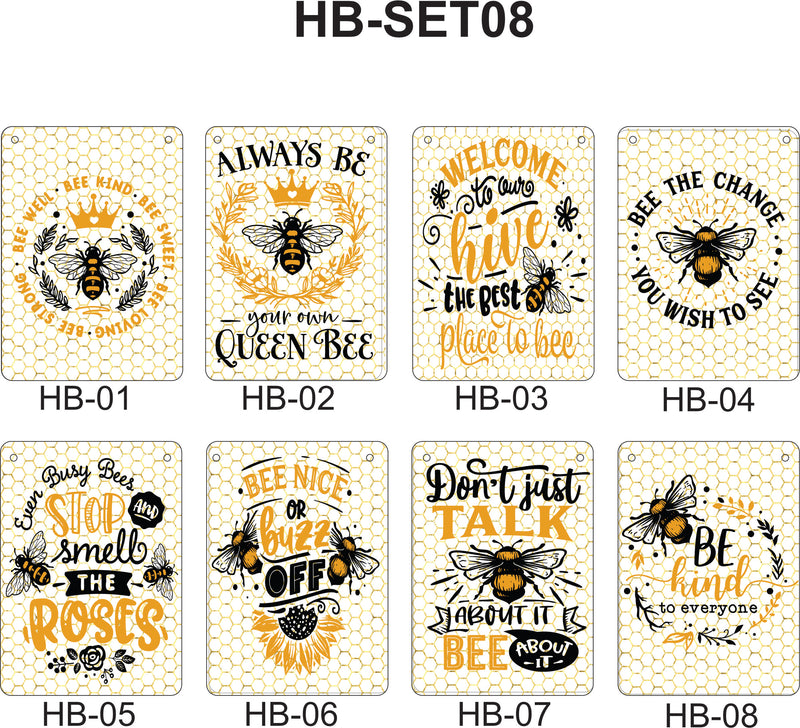 Honey Bee Metal Signs (5"x7") - Set