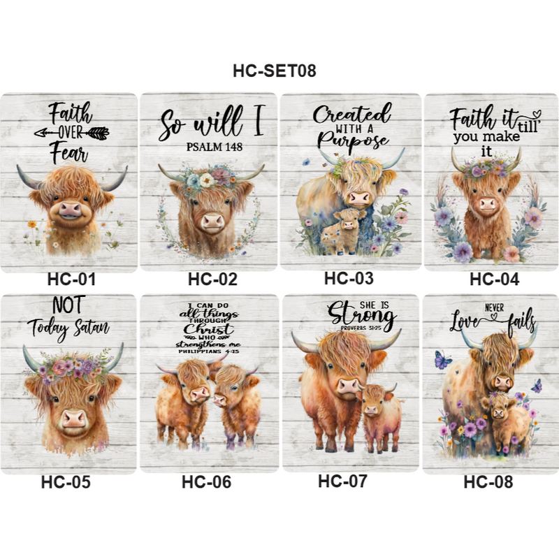 Highland Cow Metal Signs (5"x7") - Individual Reorder