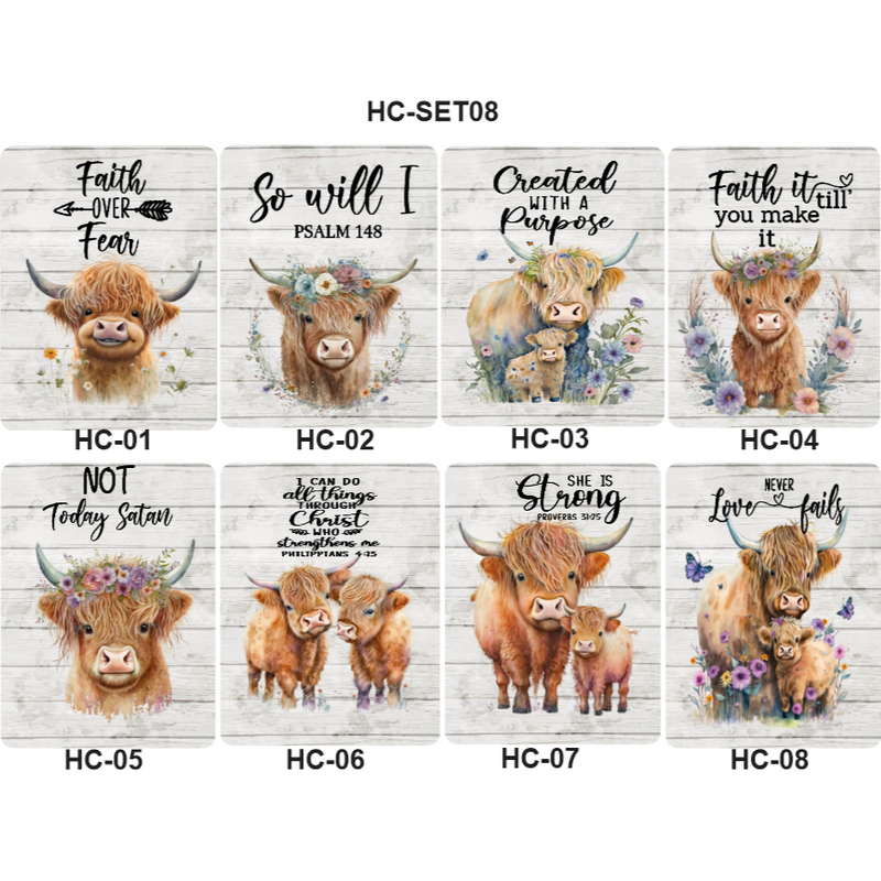 Highland Cow Metal Signs (5"x7")