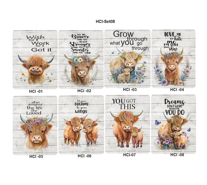 Highland Cow Inspirational Metal Signs (5"x7") - Individual Reorder