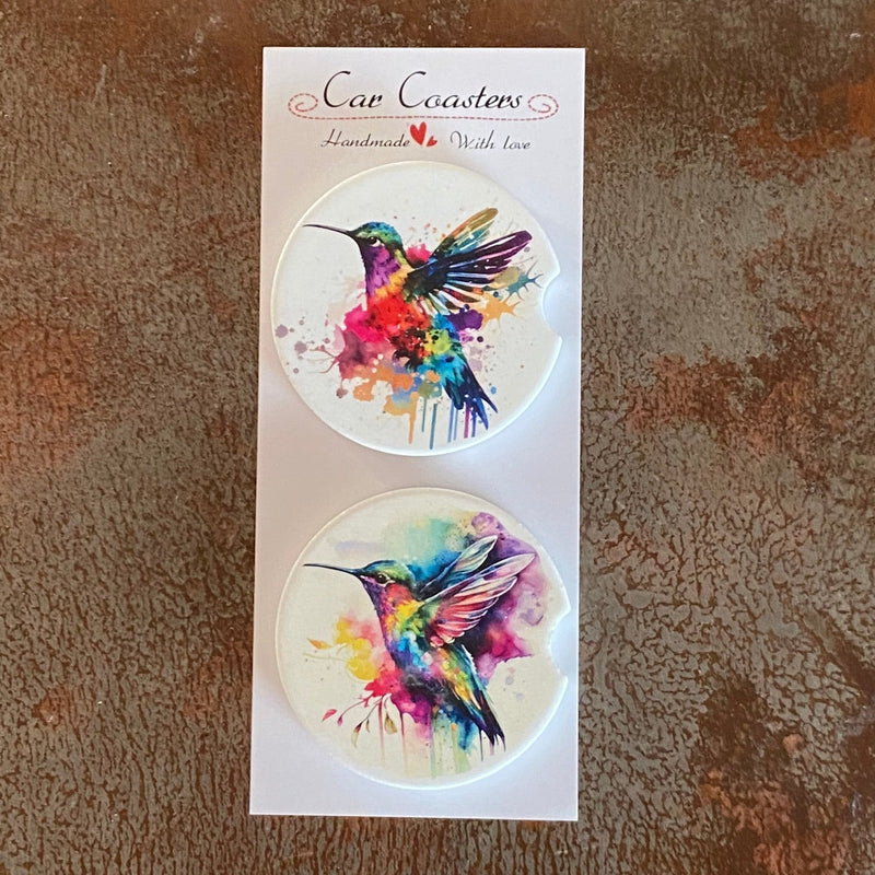 Hummingbird Watercolor Car Coaster