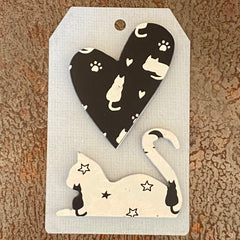 Cat Laying / Heart Mini Magnets