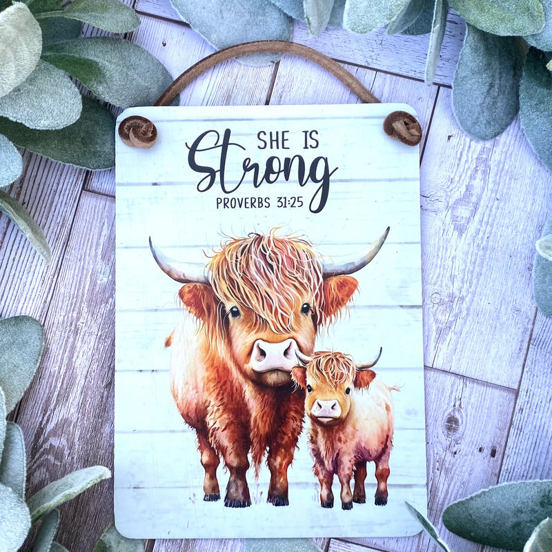 Highland Cow Metal Signs (5"x7")