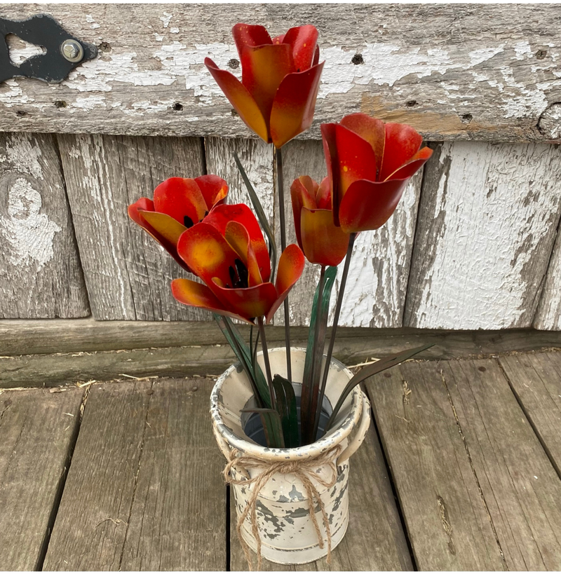 Tulips in a Cream Can