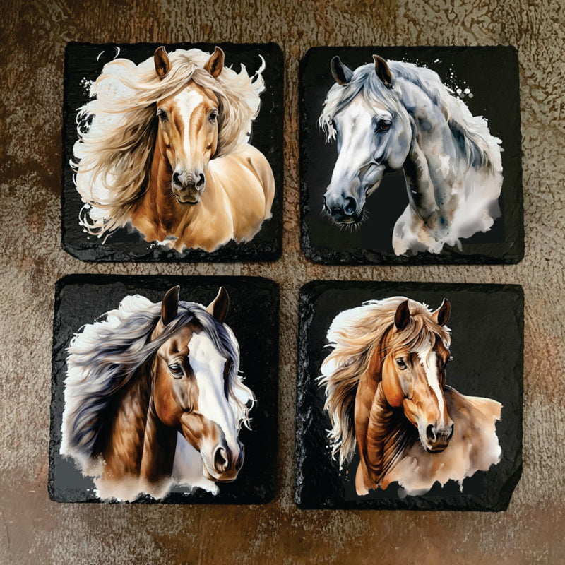 Horse Slate Coaster Set