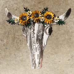 Bull Skull Sunflowers