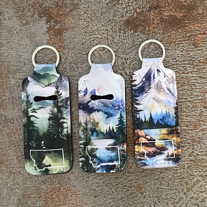 Montana Scene Lip Balm Keychain Set