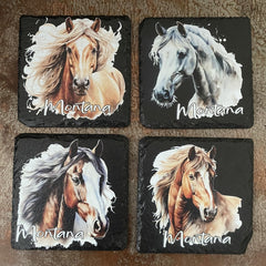 Horse Slate Coaster Set