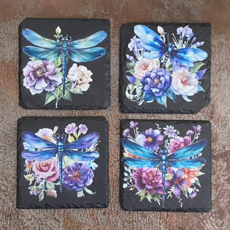 Dragonfly Slate Coaster Set