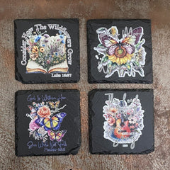 Religious Slate Coaster Set