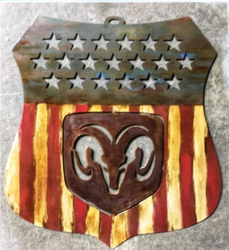 American Flag Shield w/logo Sign